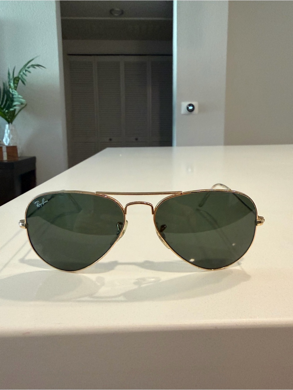 Ray-Ban Aviator Sunglasses - Gold Frame with Dark Green Lenses